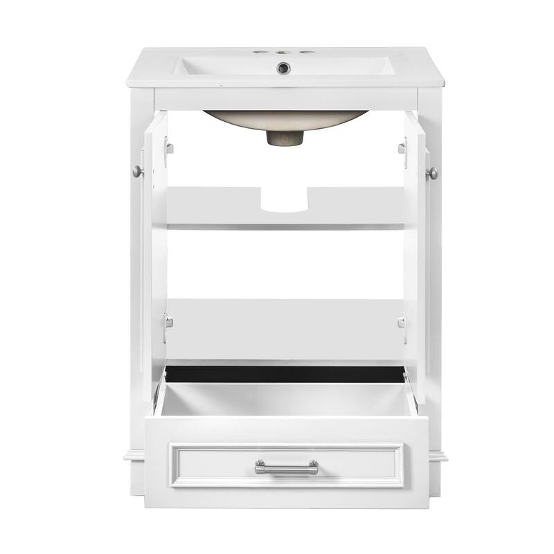 Bathroom Vanity with Sink, Bathroom Storage Cabinet with 1 Drawer and 2 Doors, Bathroom Vanities with Adjustable Shelf