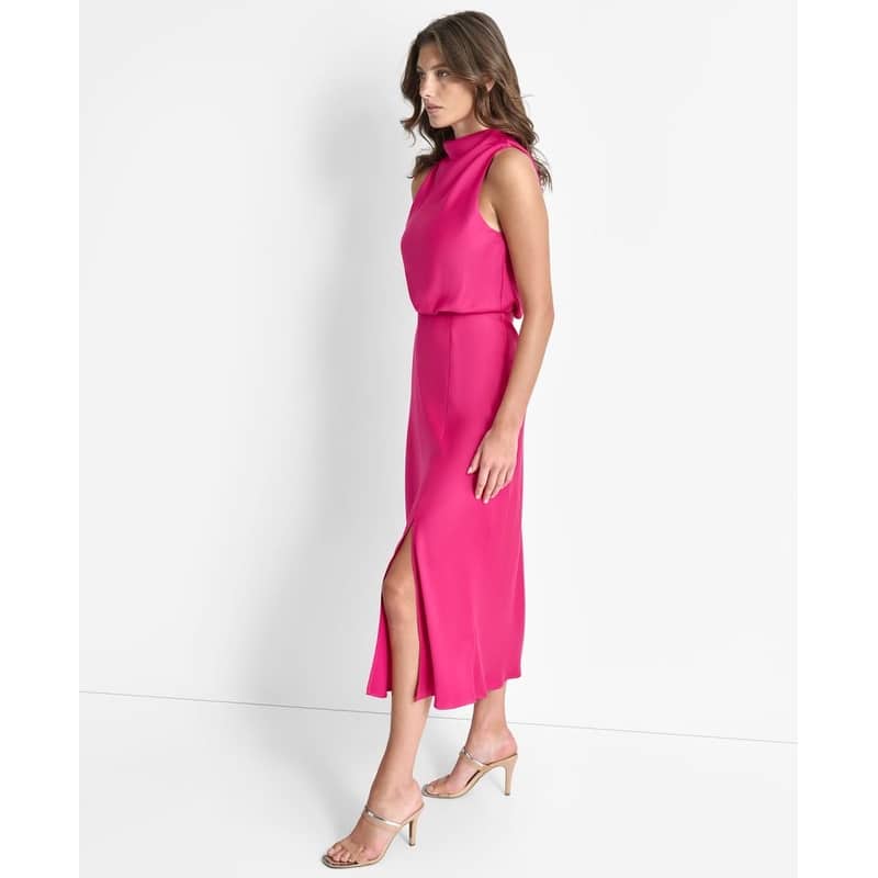 DKNY Draped Satin Midi Dress