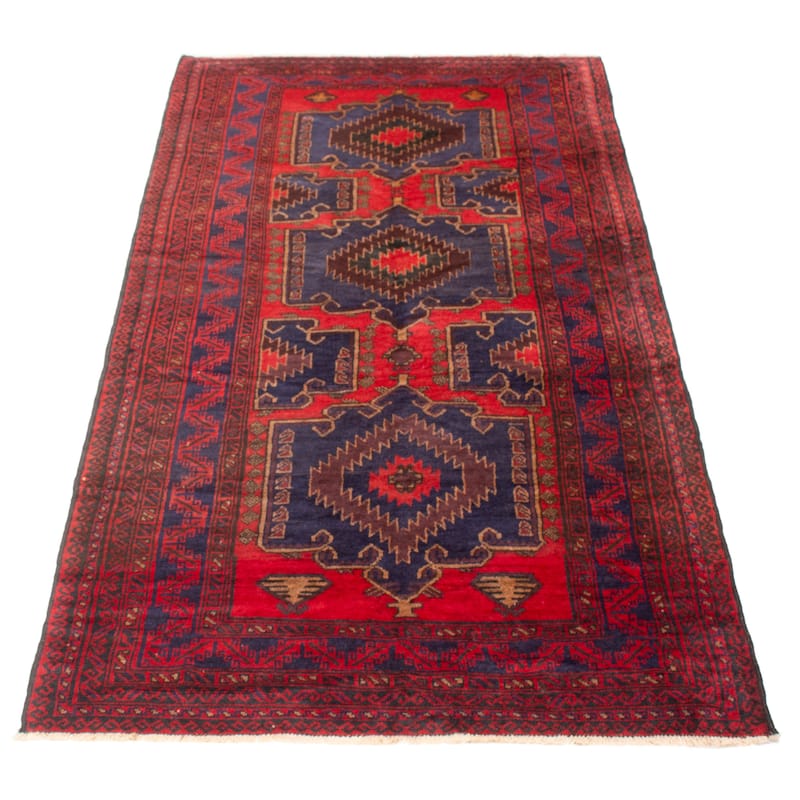 ECARPETGALLERY Hand-knotted Teimani Red Wool Rug - 4'7 x 9'4