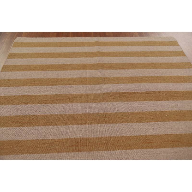 Striped Modern Gabbeh Area Rug Handmade Wool Carpet - 6'5" x 10'1"