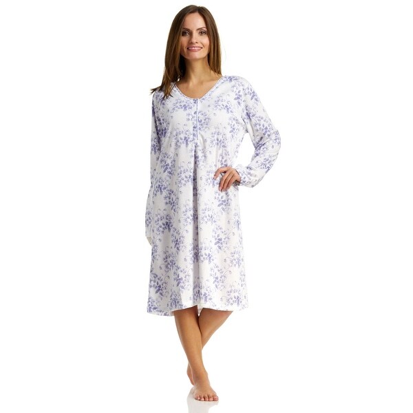 Shop Body Touch Women's Brushed Back Nightgown - White/Lilac - Free ...