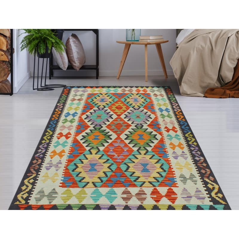 Flatweave Belgin Rust/Ivory Rug - 3'3" x 5'3"