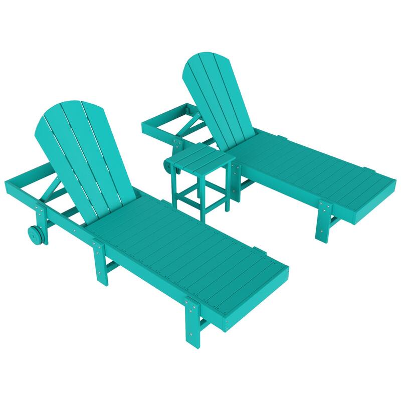 Polytrends Laguna Hdpe All Weather Outdoor Patio Pool Reclining Armless Chaise Lounges (3-Piece Set)