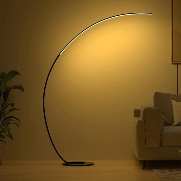 slide 2 of 8, 70 inch RGBCW Modern Arc Floor Lamp with Remote - 70 inch Black