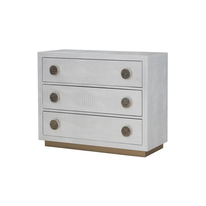 Stylish Console Cabinet with Faux Crocodile Skin Finish and Multiple Storage Options