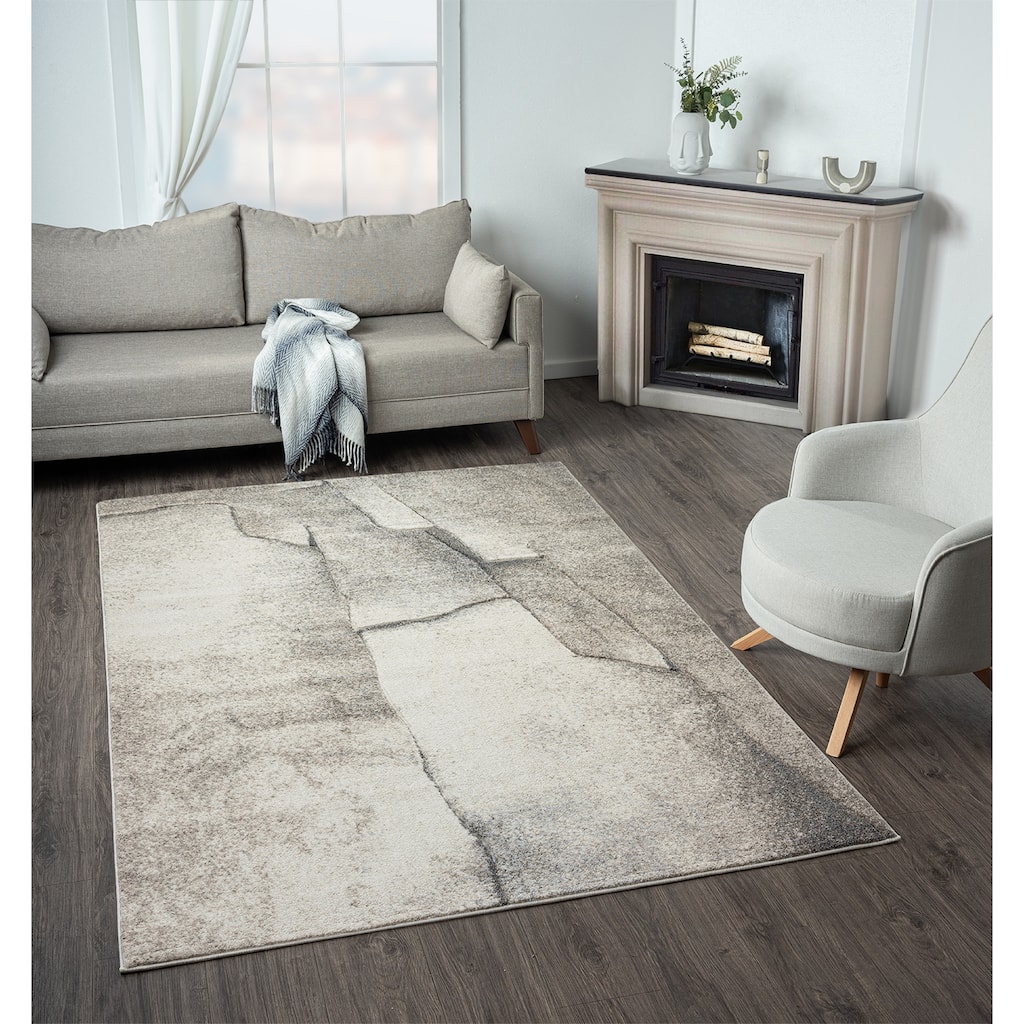 Fresco Collection Cream/Beige Abstract Area Rug