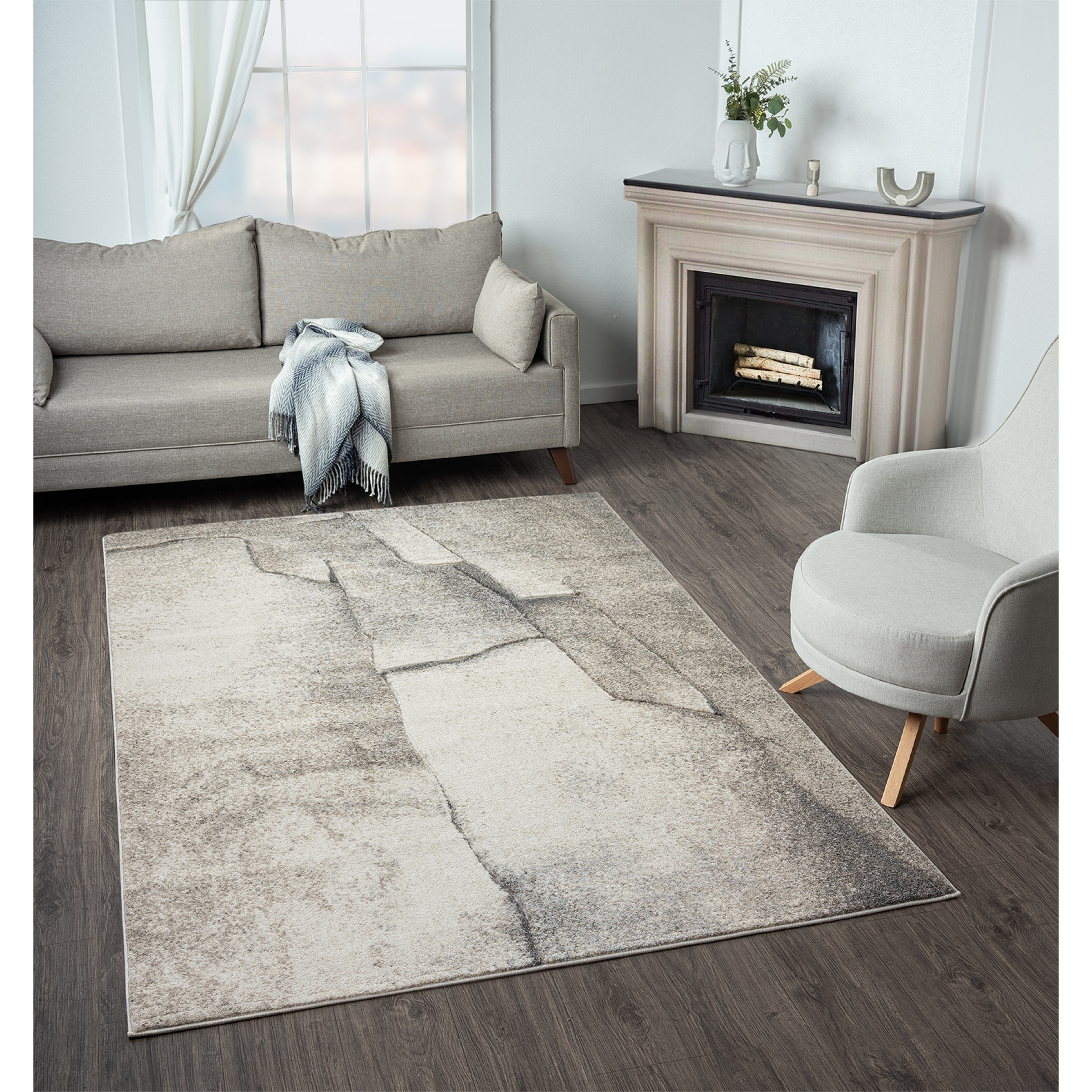 MDA Rugs Fresco Collection Cream/Beige Abstract Area Rug