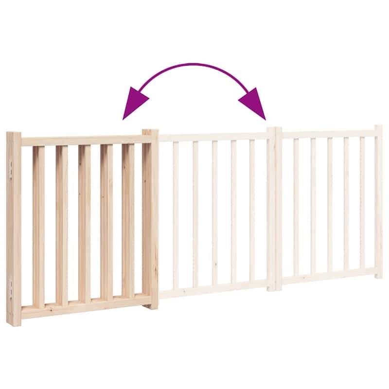 vidaXL Dog Gate Foldable 3 Panels Solid Wood Fir