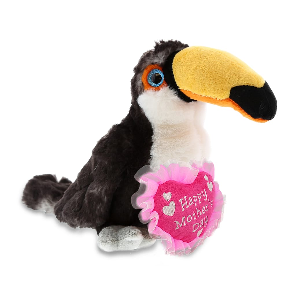 DolliBu Happy Mother’s Day Soft Plush Toucan Doll Figure with Heart - 8 inches