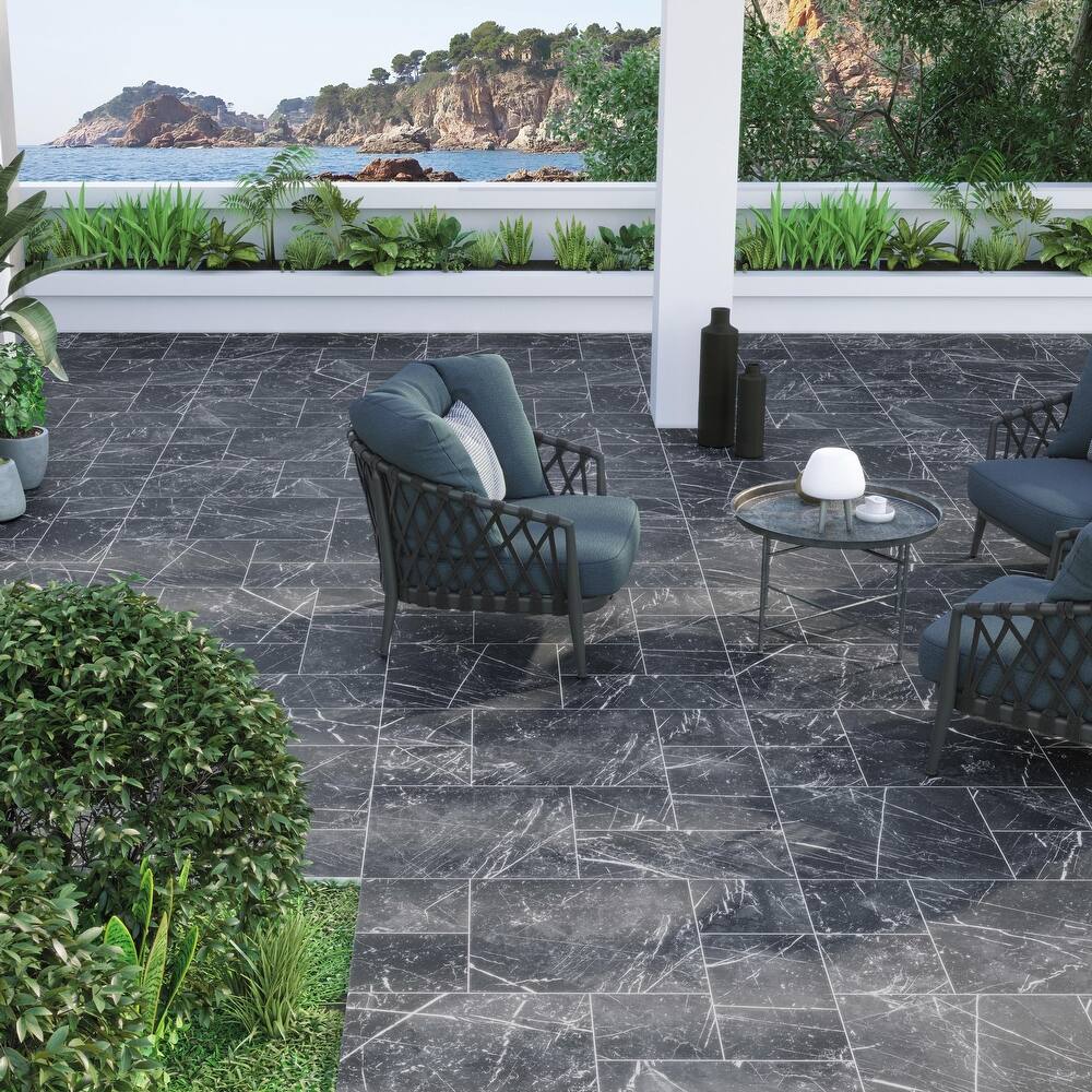Merola Tile Timeless Marquina Natural Modular 39-3/8" x 39-3/8" Porcelain Floor and Wall Tile
