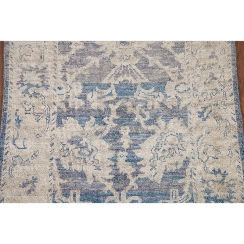 Hand Knotted Oriental 100% Wool Carpet Transitional All-Over Navy Blue & Blues Oushak Area Rug - 5' 0'' X 3' 2''