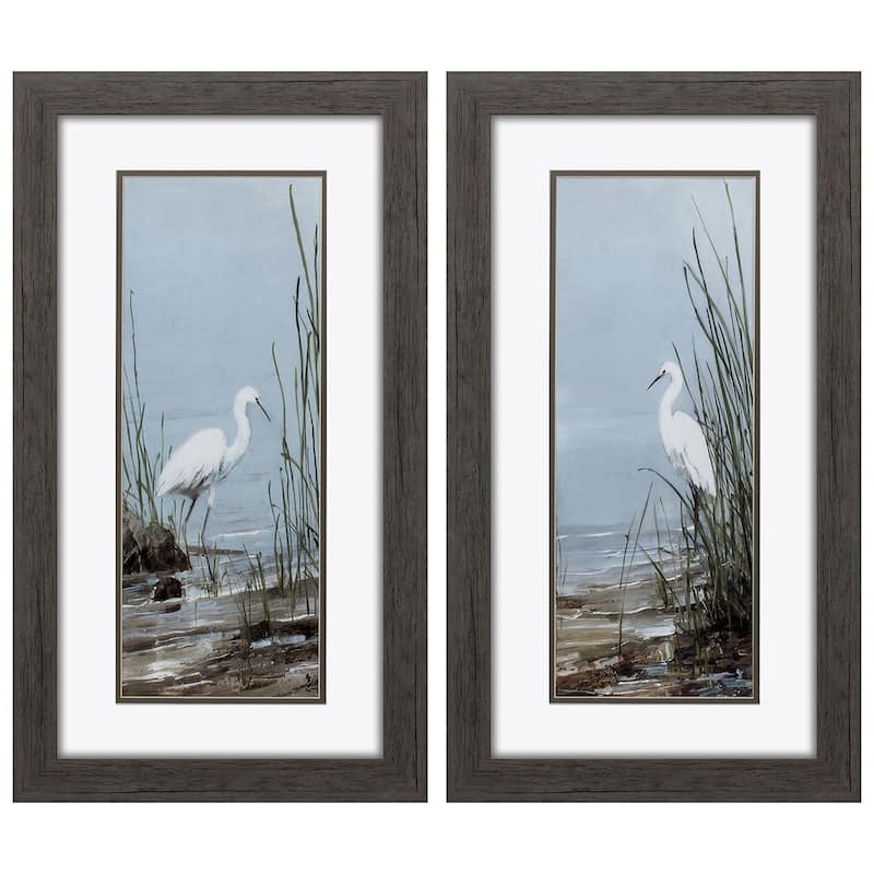 Island Egret S/2 Framed Art Under glass - 27 X 15 X 1