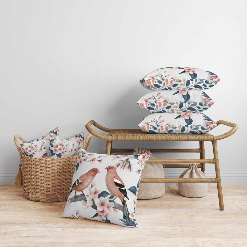 Goldfinch Haven Faux Suede Reversible Throw Pillow White and Pink