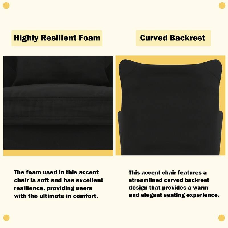 Tuft Velvet Living Room Thick Cushion Accent Chair (Set of 2)