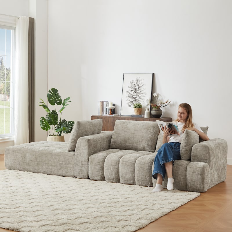 Roomfitters Oversized Chenille Sectional Sofa, Modern L-Shaped Cloud Couch with Right Chaise and Deep Seats