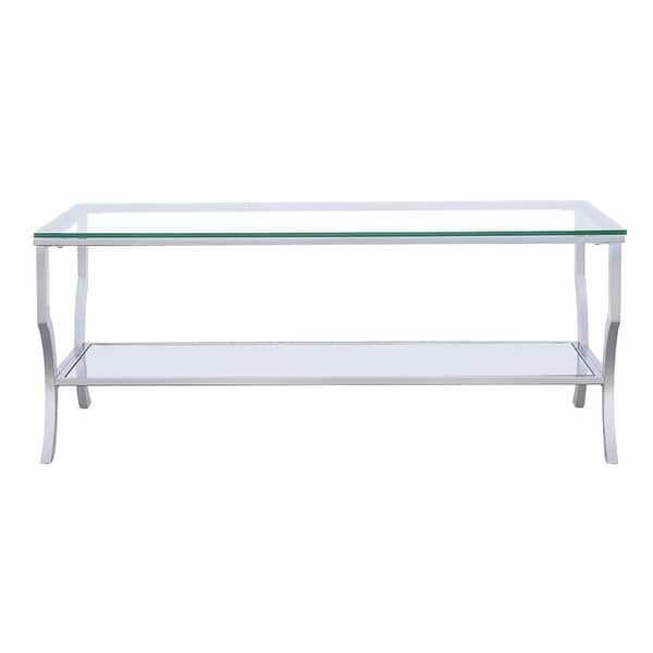 slide 2 of 6, Saide Rectangular Glass Top Coffee Table Chrome Clear and Chrome - Glass