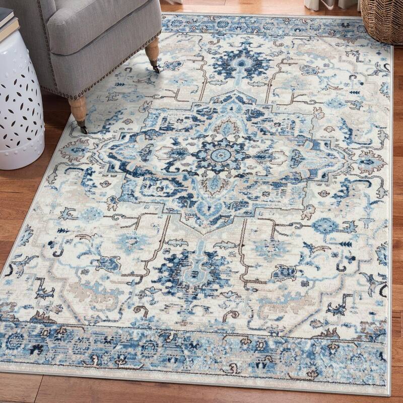 Luxe Weavers Oriental Distressed Area Rug, Indoor Carpet - 5' x 7' - Ivory