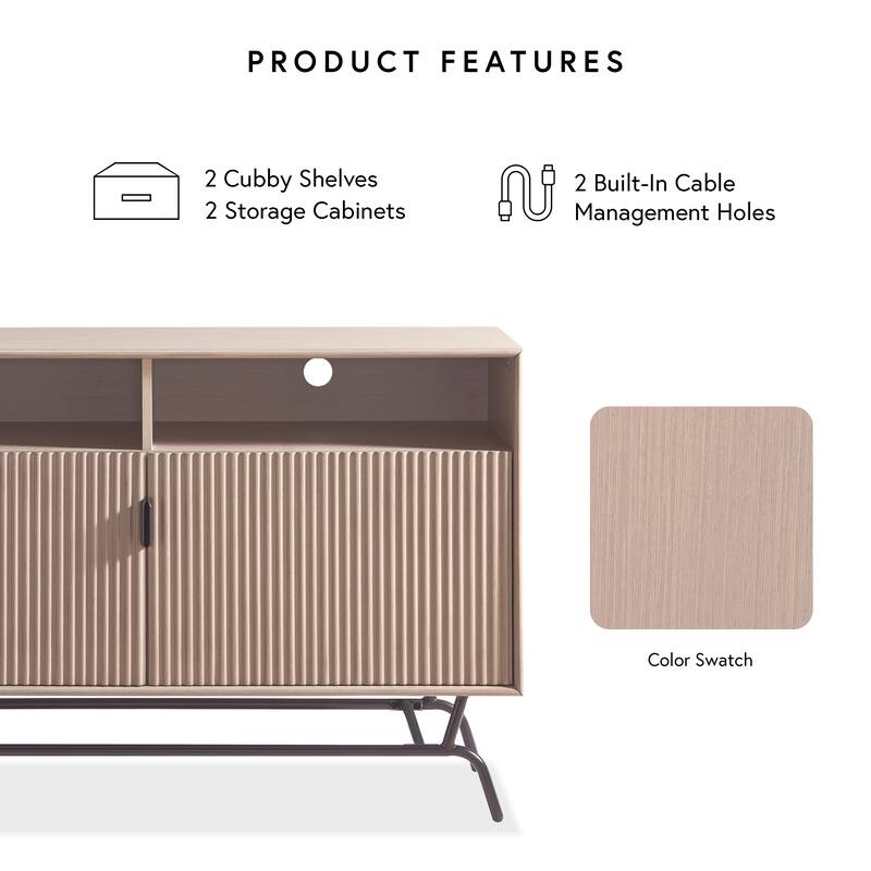 DH BASIC Modern Brushed Pink 47-inch TV Storage Cabinet, Tan Pink
