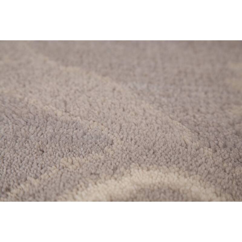 Gray & Ivory Oushak Indian Area Rug Hand-Knotted Wool Carpet - 8'0"x 9'8"