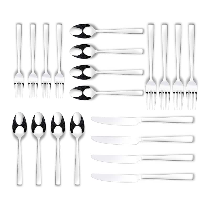 Ornative Lola 18/0 Stainless Steel 20 Pieces Flatware Set - 10.63" H x 6.69" W x 2.76" D