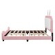 preview thumbnail 13 of 14, Leather Upholstered Rabbit-Shape Princess Bed Frame with Square Bunny Ears Headboard and Footboard for Kids Bedroom