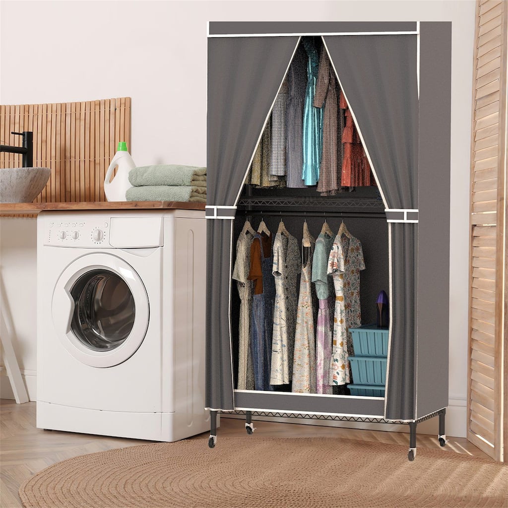 2-Tier Clothing Rack with Dust Cover