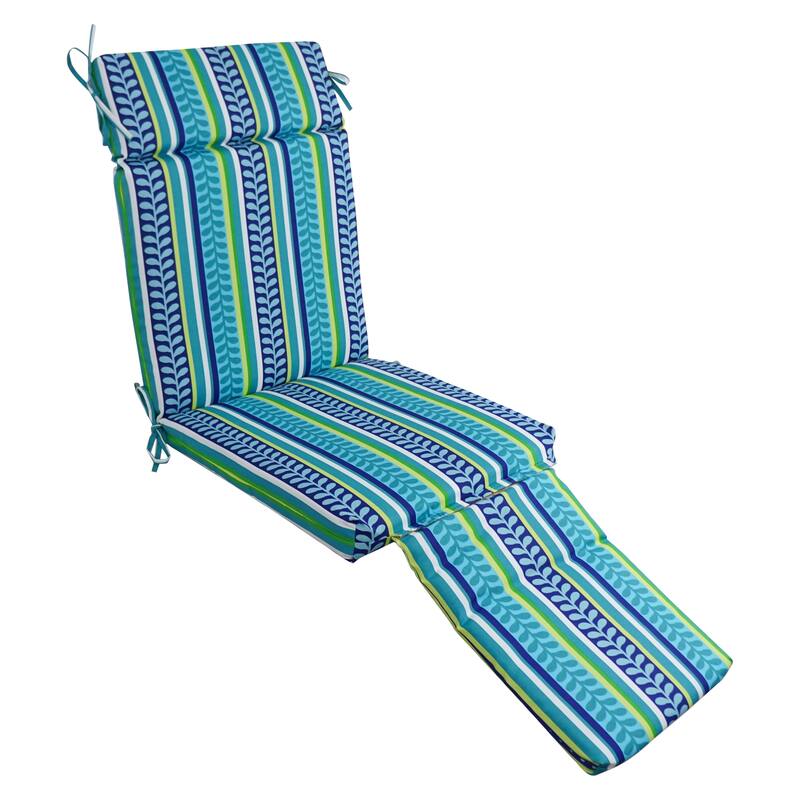 Blazing Needles Steamer Deck Outdoor Lounger Cushion - 72 x 20 - Pike Azure