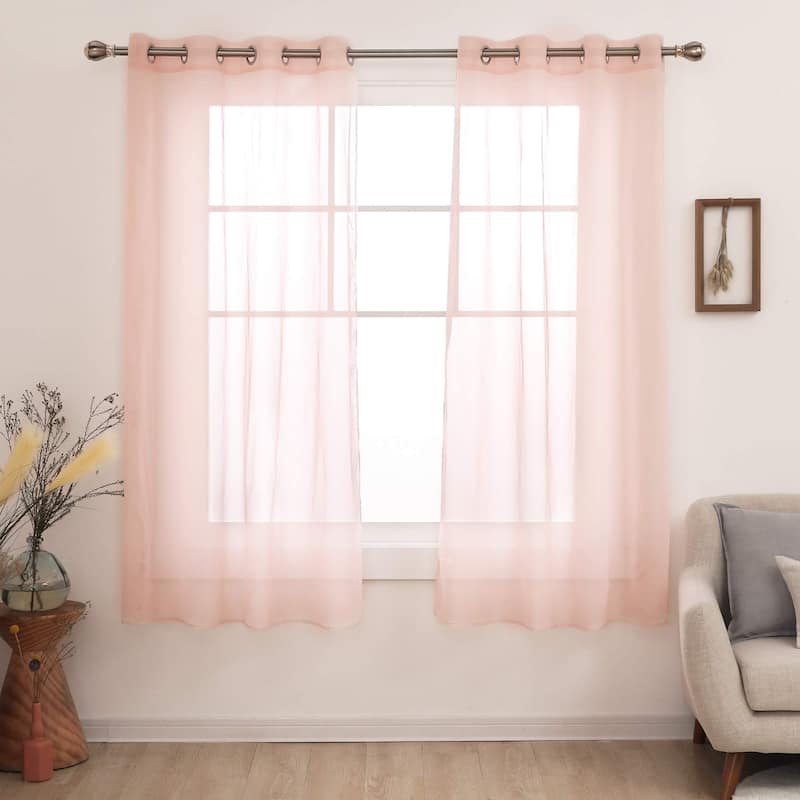 Grommet Sheer Curtain for Living Room 2 Panels - 52x84 Inches - Pale Pink