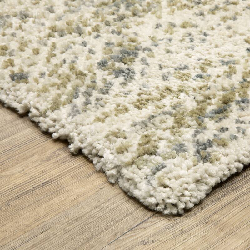 Archer Mottled Abstract Ivory/ Gold Shag Area Rug