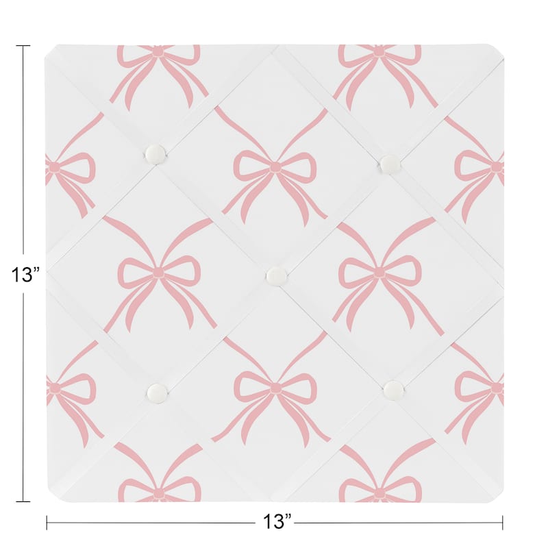 Sweet Jojo Designs Pink Bows Girl 13in. Fabric Memory Photo Bulletin Board - Elegant Bow for Ballerina Dancer Ballet Collection