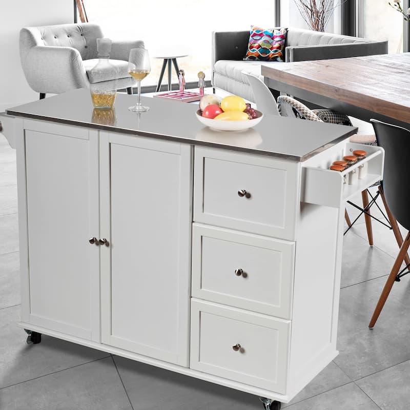 Kitchen Island Cart on Wheels, Rolling Kitchen Cart with Stainless