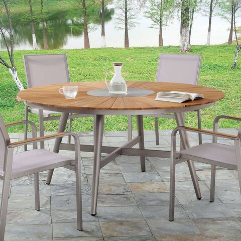 Furniture of America Blynia Modern Champagne 59-inch Round Patio Table