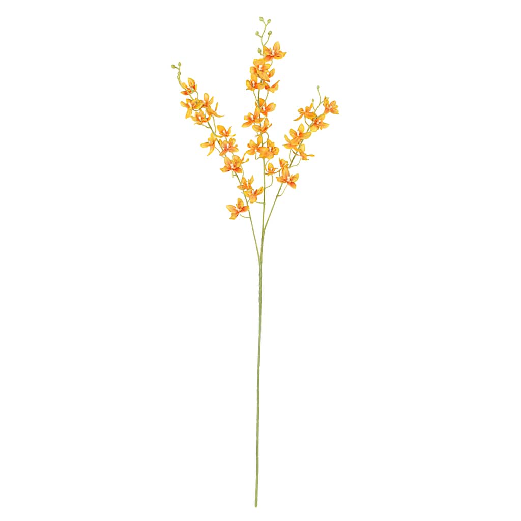 Set of 4 Petite Orange Artificial Dendrobium Orchid Flower Stem Spray 34in - 34" L x 4" W x 4" DP