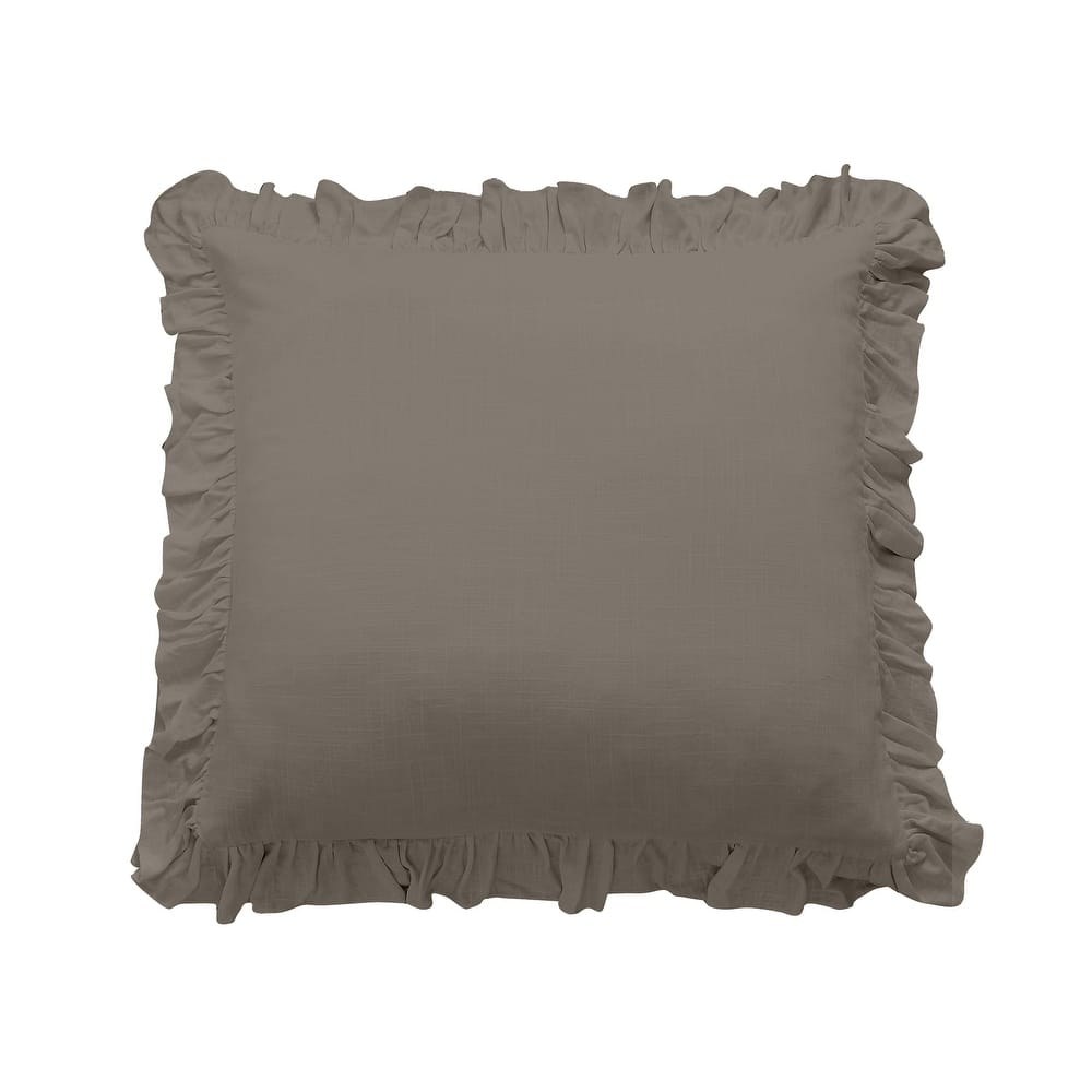 HiEnd Accents Lily Washed Linen Ruffled Euro Sham, 27"x27"