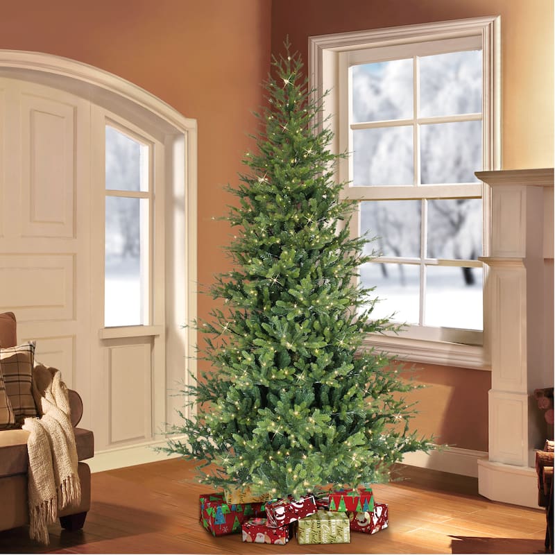 Puleo International 7.5 ft' Pre-Lit Alberta Spruce Artificial Christmas Tree