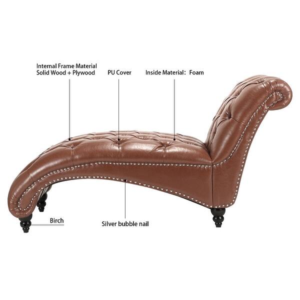 PU Faux Leather Armless Chaise Lounge with Nailheads and Button Design Bed Bath & Beyond