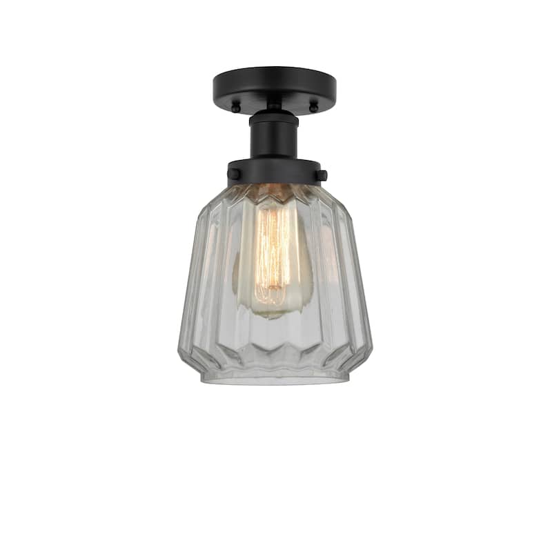 Innovations Lighting Chatham - 1 Light 7" Semi-Flush Mount - Matte White/Matte Black