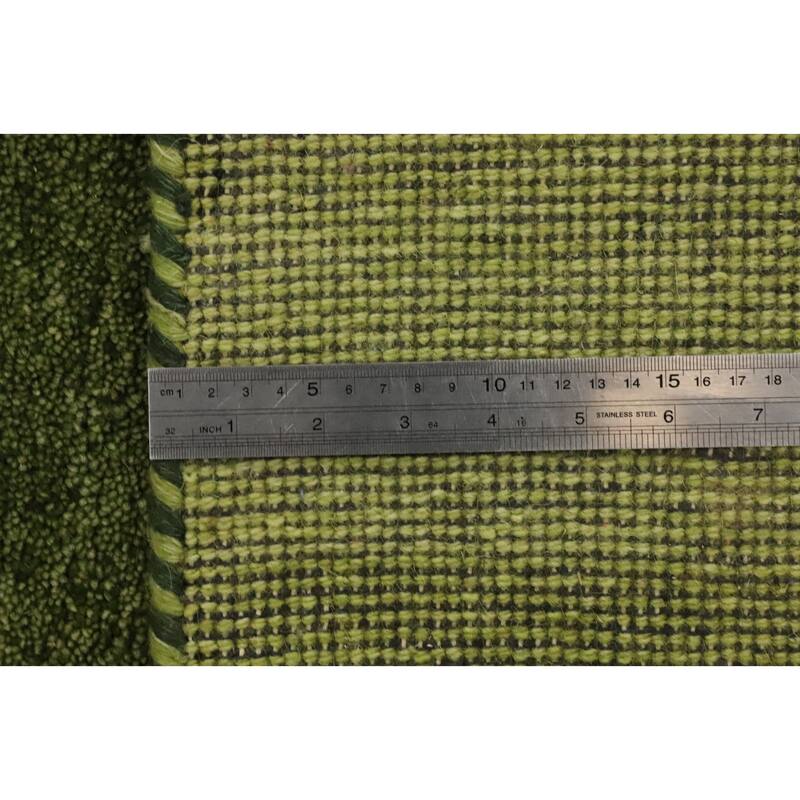 Hand Knotted Oriental 100% Wool Carpet Modern Stripe Green Gabbeh Area Rug - 7' 9'' X 5' 7''