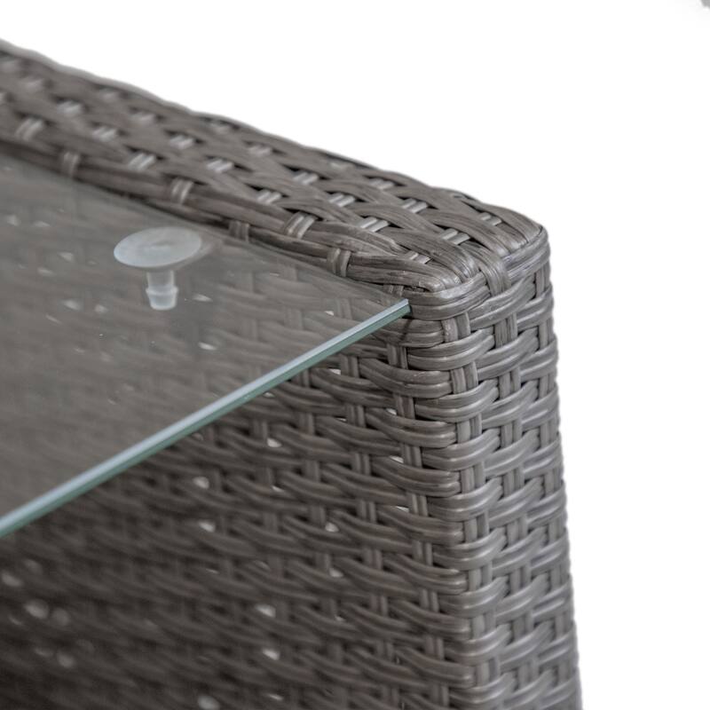 Alaya Modern Wicker and Glass Top Outdoor Coffee Table by M&L Co.