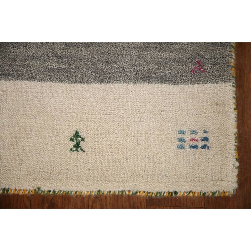 Striped Gabbeh Oriental Area Rug Handmade Wool Carpet - 2'6"x 4'11"