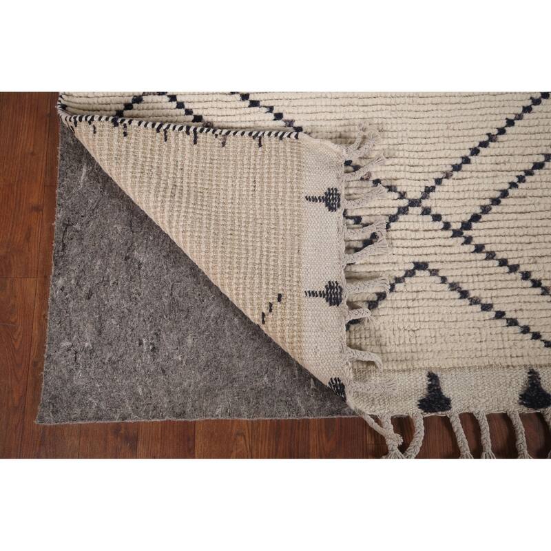 Trellis Moroccan Earth Tone Area Rug Hand-Knotted Wool Carpet - 7'9"x 10'11"