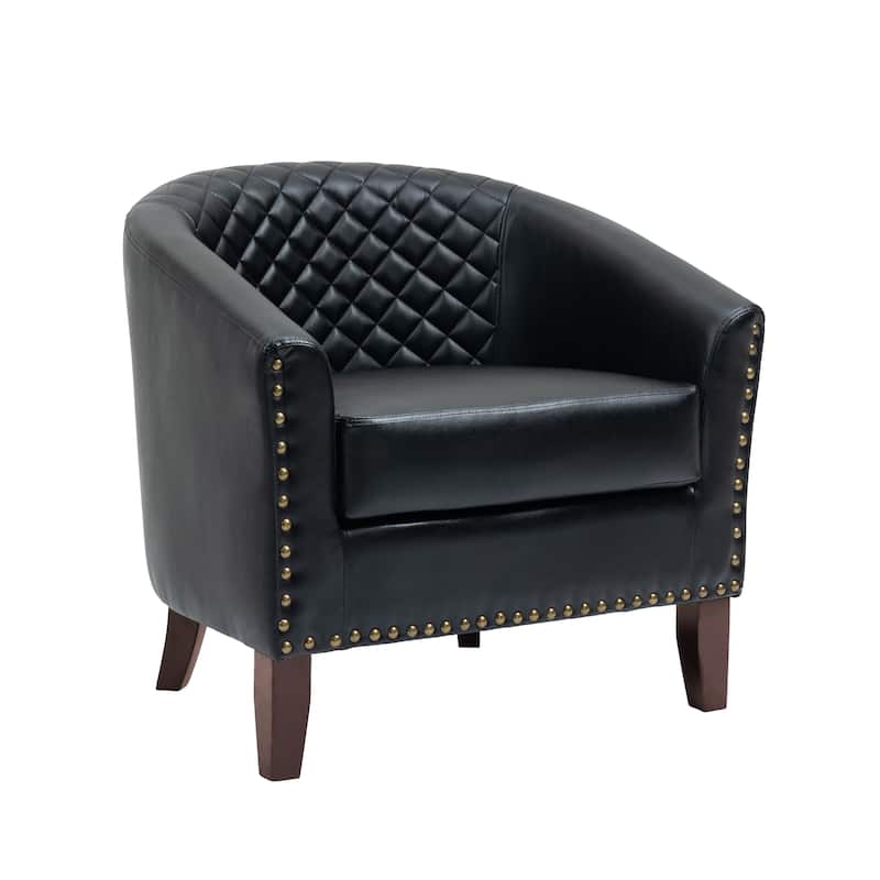 Faux Leather Barrel Accent Chair