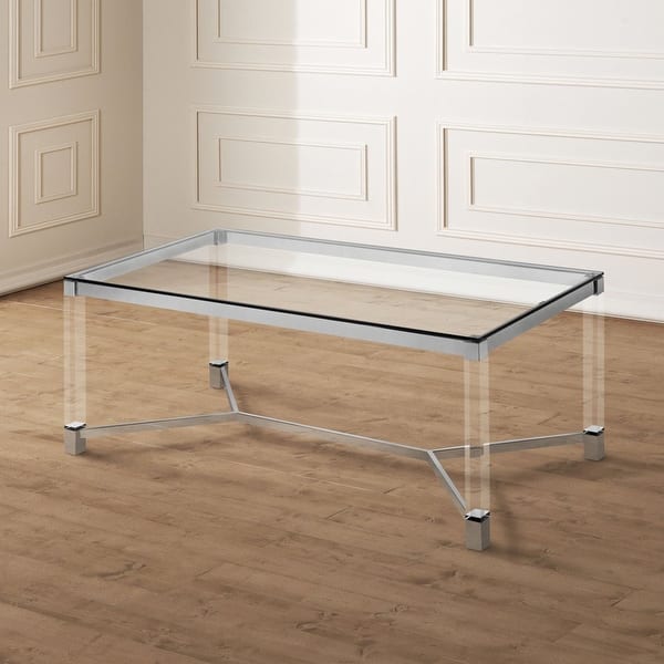 Furniture Of America Vizi Contemporary Chrome Acrylic Coffee Table