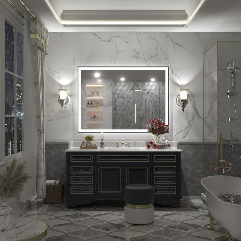 Front & Back LED Anti-Fog Tempered Glass Framed Bathroom/Vanity Mirror 3-Year Warranty