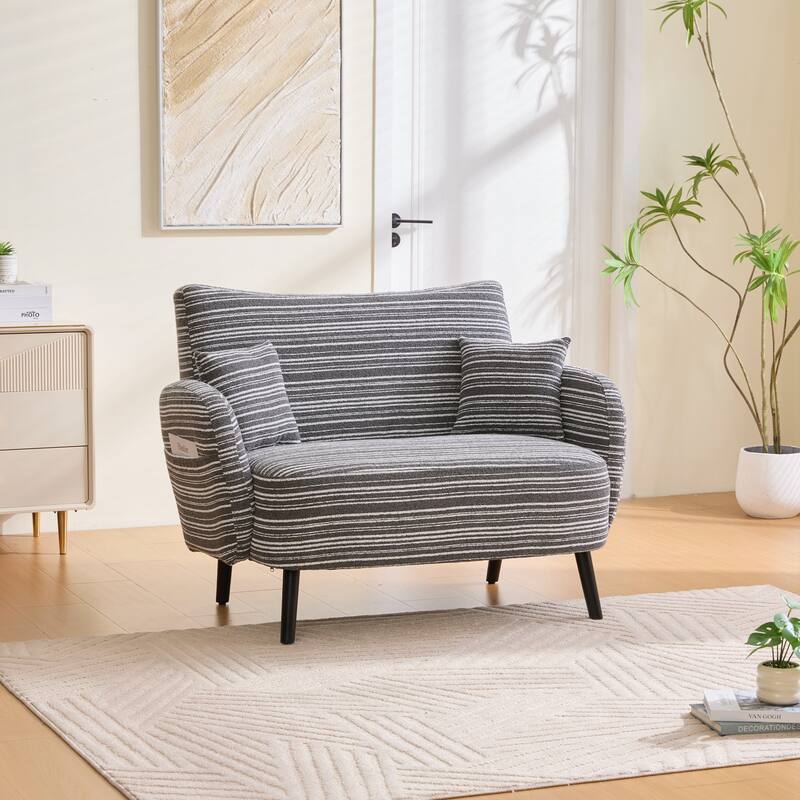 Modern style two-seater sofa with ultra-comfortable armrests, armrest pillows