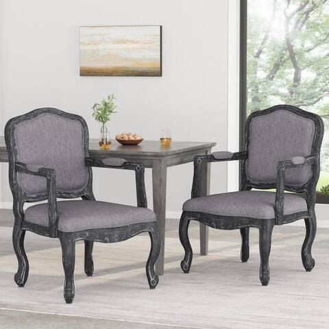 Andrea Wood Upholstered Dining Armchair by Christopher Knight Home