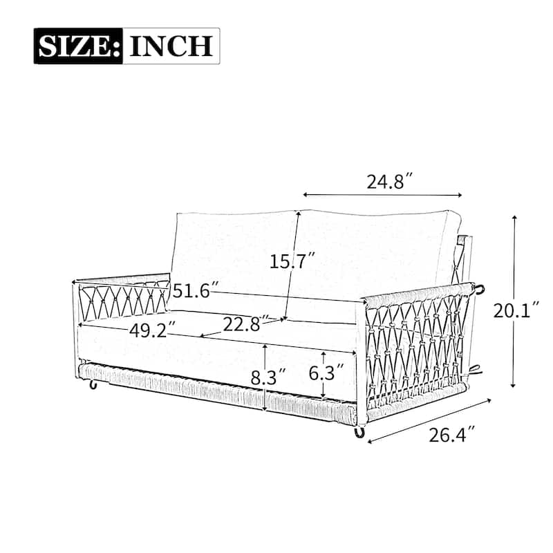 Woven Rope Outdoor Swing Sofa for 2