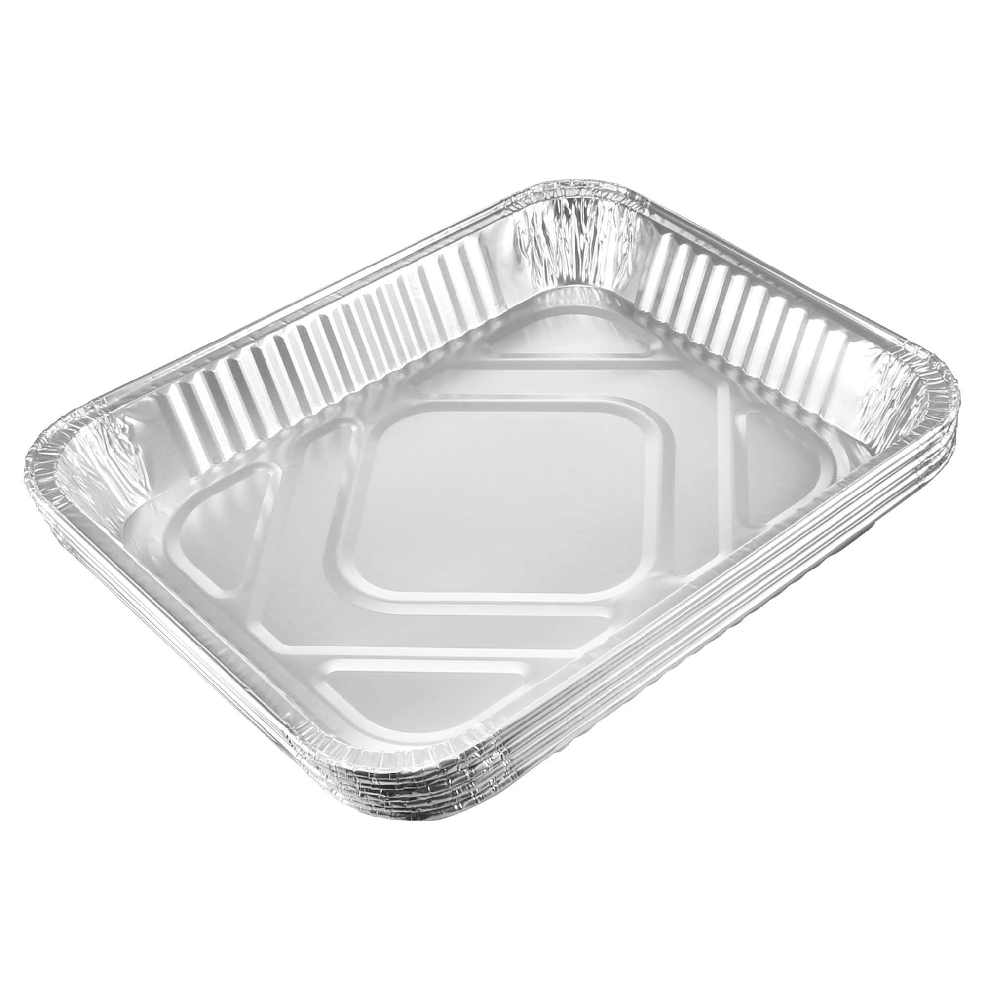 Displastible Disposable Aluminum Pans with Lids Cooking & Baking Food Container, 10-Pack, Silver