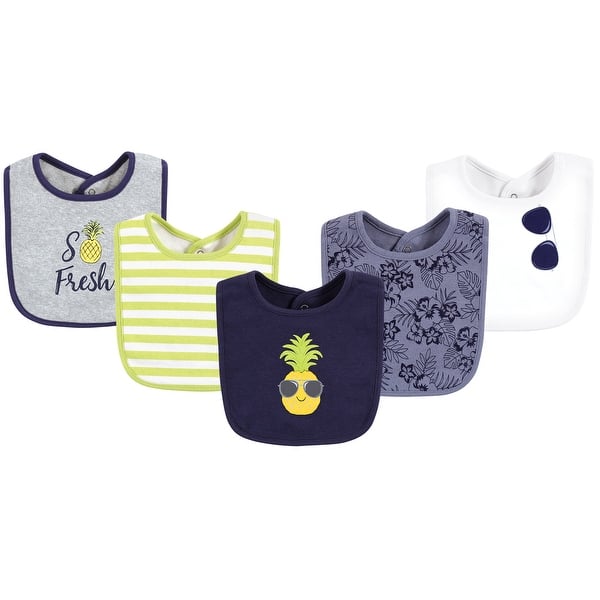 slide 1 of 1, Hudson Baby Infant Boy Cotton Bibs, Boy Pineapple, One Size - Boy Pineapple - One Size One Size - Boy Pineapple