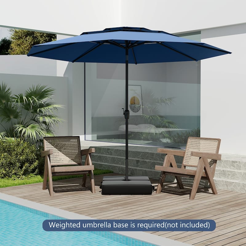 10 Ft Patio Umbrella with Crank and Tilt Vented Polyester Canopy for Backyard and Pool Shade